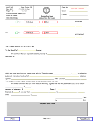 Document preview: Form AOC-140 Order for Sale (Venditioni Exponas) - Kentucky