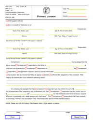 Document preview: Form AOC-200 Paternity Judgment - Kentucky