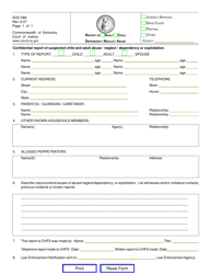 Document preview: Form AOC-066 Report of Adult/Child Dependency Neglect Abuse - Kentucky