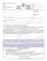 Document preview: Formulario AOC-215 Notificacion De Desalojo: Notificacion Judicial De Audiencia/Juicio De Desalojo - Kentucky (Spanish)