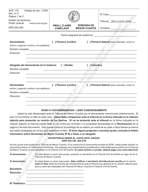 Formulario AOC-175 - Fill Out, Sign Online and Download Printable PDF ...