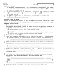 Form AOC-275.3 Order of Protection; Domestic Violence Order; Amended Domestic Violence Order; Interpersonal Protective Order; Amended Interpersonal Protective Order - Kentucky, Page 2