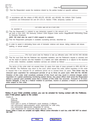 Form AOC-275.3 Order of Protection; Domestic Violence Order; Amended Domestic Violence Order; Interpersonal Protective Order; Amended Interpersonal Protective Order - Kentucky, Page 3