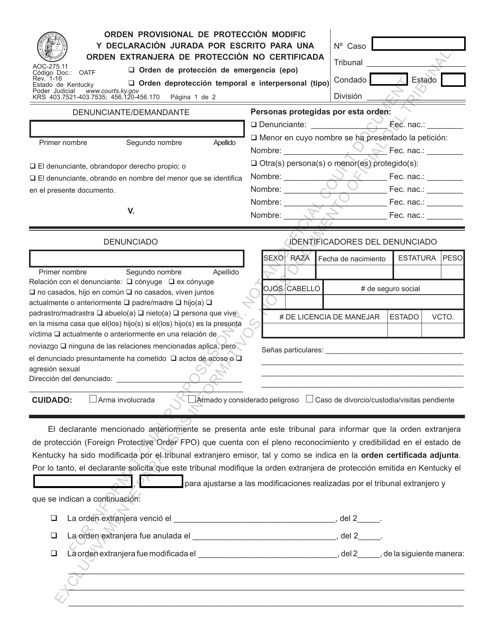 Formulario AOC-275.11  Printable Pdf