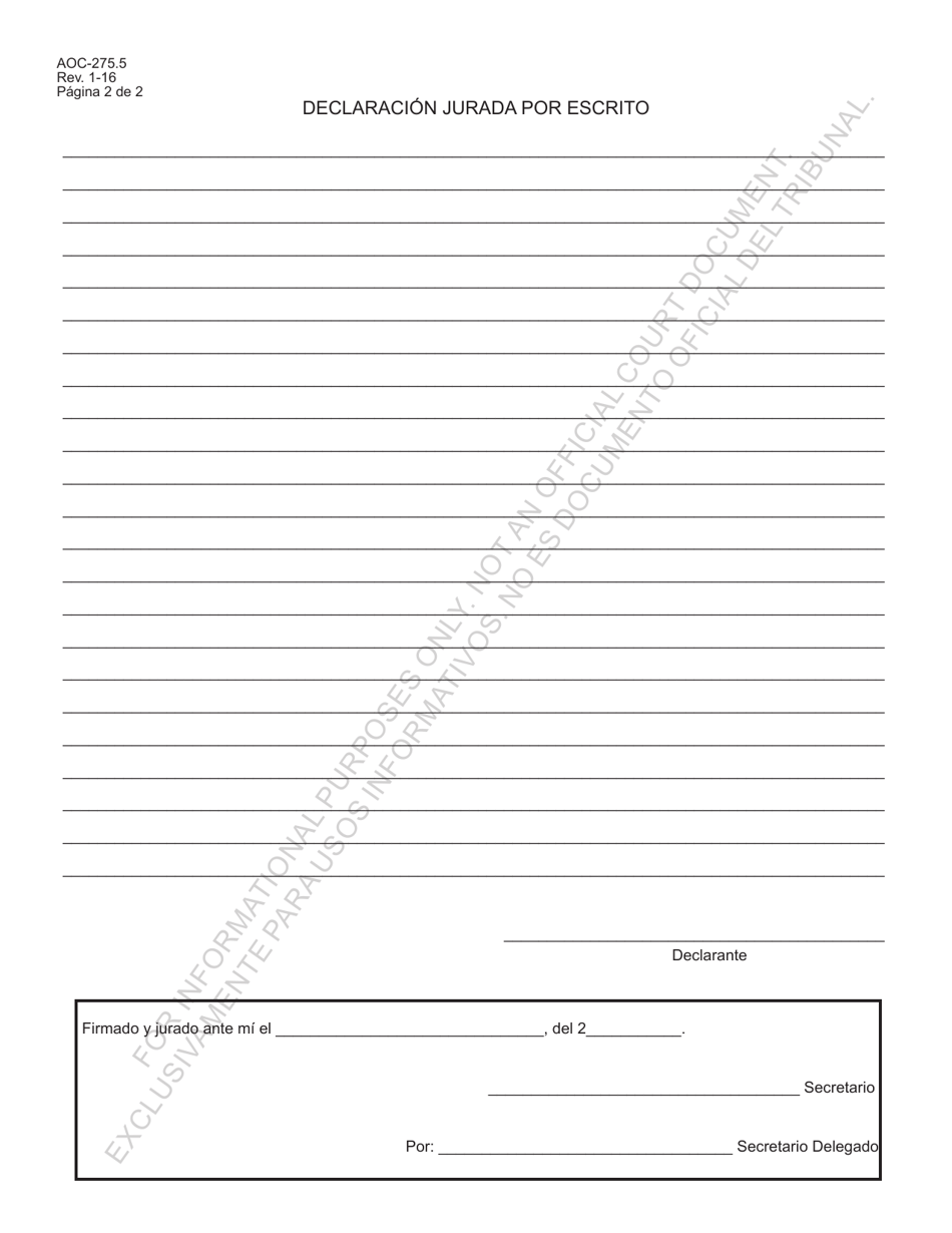 Formulario AOC-275.5 Orden Para Demostrar Causa - Kentucky (Spanish), Page 2