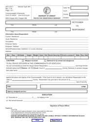 Document preview: Form AOC-275.7 Warrant of Arrest Protective Order Bench Warrant - Kentucky