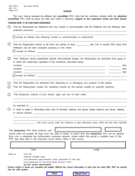 Form AOC-275.8 Temporary Order of Protection Foreign Protective Affidavit and Order - Emergency Protective Order (Epo)/Temporary Interpersonal Protective Order (Tipo) - Kentucky, Page 2