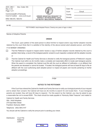 Document preview: Form AOC-290.1 Order Granting Request to Inspect or Requiring Chfs to Notify Biological Parents - Kentucky
