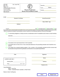 Document preview: Form AOC-297 Petition for Student Driving Privilege/Reinstatement - Kentucky