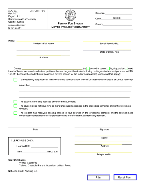 Form AOC-297  Printable Pdf