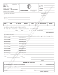 Document preview: Formulario AOC-330 Emplazamiento Penal - Kentucky (Spanish)