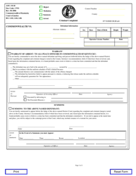 Form AOC-315.B Criminal Complaint - Kentucky, Page 2
