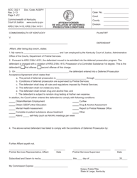 Document preview: Form AOC-332.1 Affidavit/Order Re Violation of Deferred Prosecution Conditions - Kentucky