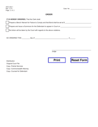 Form AOC-332.1 Affidavit/Order Re Violation of Deferred Prosecution Conditions - Kentucky, Page 2