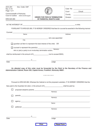Document preview: Form AOC-291 Order for Fees in Termination of Parental Rights Case - Kentucky