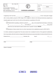 Document preview: Form AOC-341.1 Diversion Agreement - Kentucky
