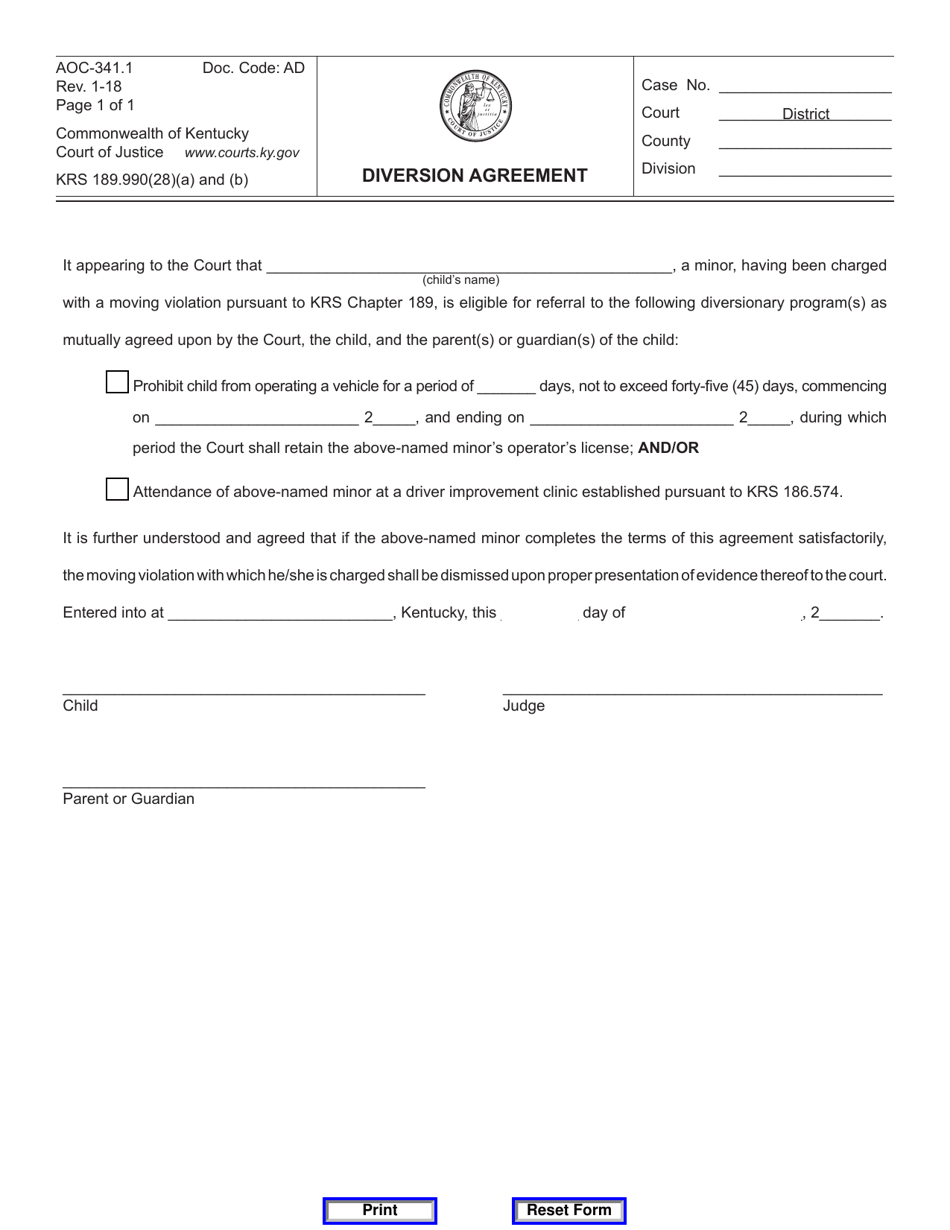 Form AOC341.1 Fill Out, Sign Online and Download Fillable PDF