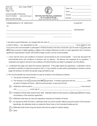 Form AOC-347 Motion for Pretrial Diversion of a Class D Felony - Kentucky