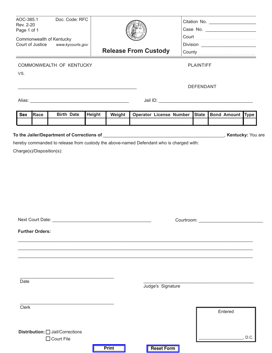 Form AOC-385.1 - Fill Out, Sign Online and Download Fillable PDF ...