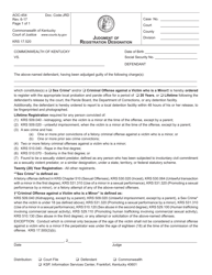 Document preview: Form AOC-454 Judgment of Registration Designation - Kentucky
