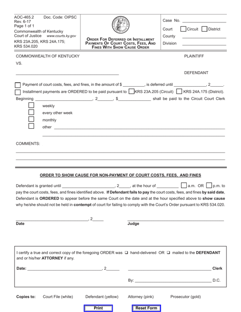 Form AOC-465.2  Printable Pdf