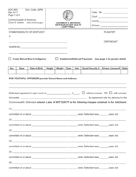 Form AOC-450 Judgment &amp; Sentence on Pleas of Not Guilty (Jury Trial) - Kentucky