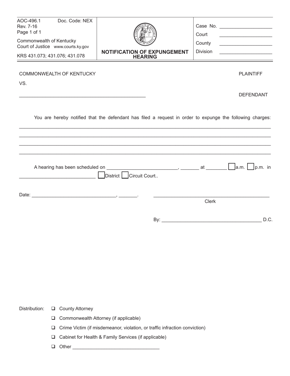 Form AOC-496.1 - Fill Out, Sign Online and Download Fillable PDF ...