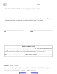 Form AOC-497.3 Order for Automatic Expungement of Record Upon Acquittal or Dismissal With Prejudice - Kentucky, Page 2
