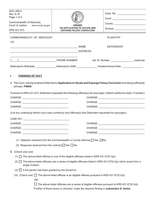 Form AOC-496.4  Printable Pdf