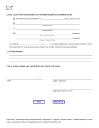 Form AOC-704A Judgment and Order (60/360 Day Involuntary Substance Use Disorder Treatment) - Kentucky, Page 2