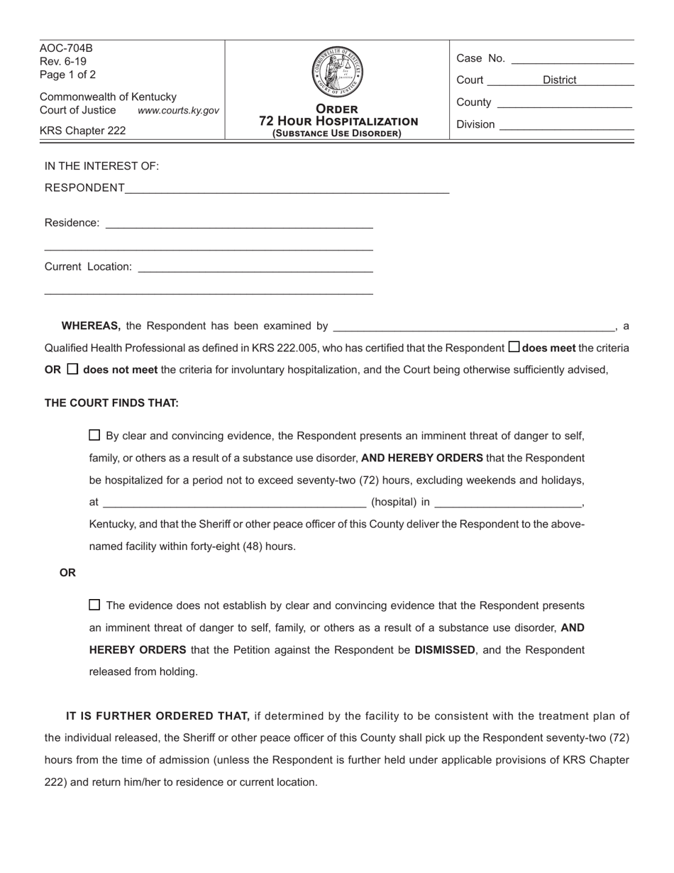 Form AOC-704B - Fill Out, Sign Online and Download Fillable PDF ...