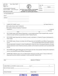 Document preview: Form AOC-735 Petition to Set Hearing to Determine Involuntary Participation of Treatment of Hospitalized Person - Kentucky