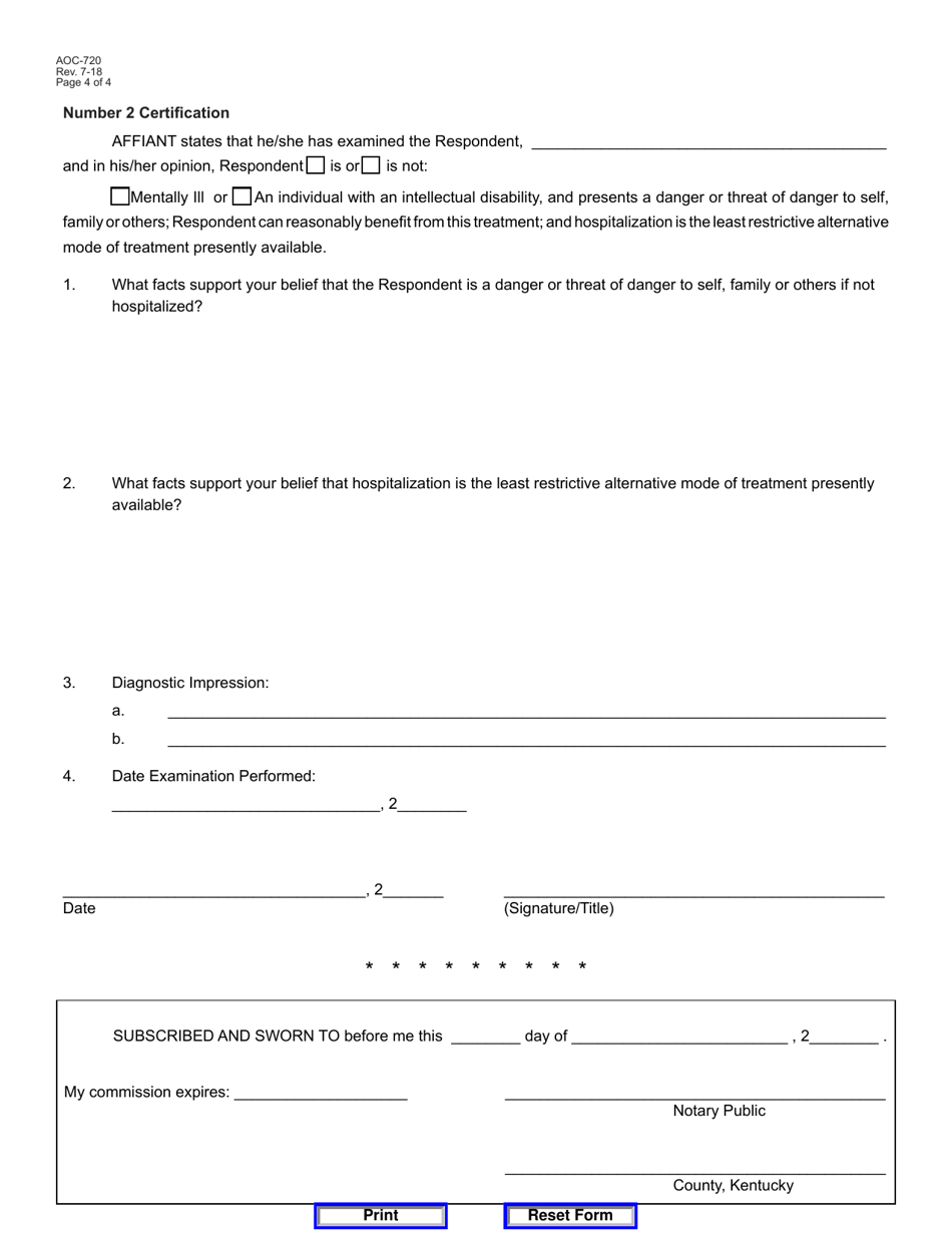 Form AOC-720 - Fill Out, Sign Online and Download Fillable PDF ...