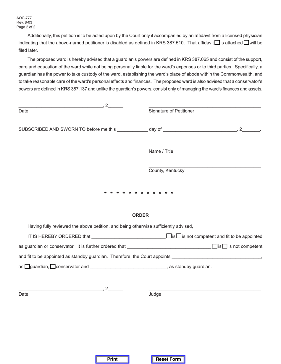 Form AOC-777 - Fill Out, Sign Online and Download Fillable PDF ...