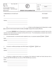 Form AOC-750 Order for Examination - Kentucky