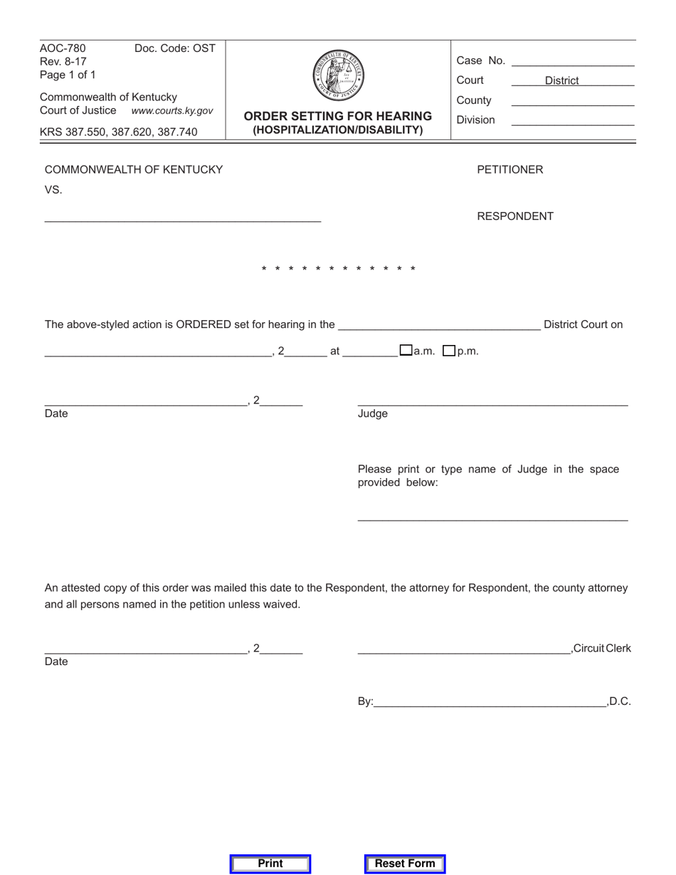 Form AOC-780 - Fill Out, Sign Online and Download Fillable PDF ...