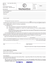 Document preview: Form AOC-713 Order Granting/Denying 72 Hour Hospitalization - Kentucky
