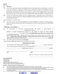 Form AOC-730 Judgment and Order for 60 Day or 360 Day Involuntary Hospitalization or Involuntary Admission - Kentucky, Page 2