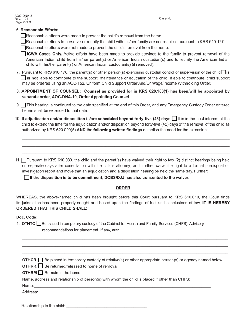 Form AOC-DNA-3 - Fill Out, Sign Online and Download Fillable PDF ...