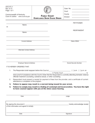 Form AOC-FC-1 &quot;Family Court Compliance Show Cause Order&quot; - Kentucky