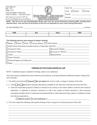 Form AOC-DNA-16 Order - Review-General (Rev)/Qrtp Review (Qrtp)/6 Month Permanency Progress Review (Ppr)/Independent Living Review (Ilr)/Post-tpr 90 Day Review (Tprv) - Kentucky