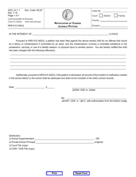 Document preview: Form AOC-JV-1.1 Notification of Charge Juvenile Petition - Kentucky