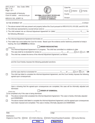 Document preview: Form AOC-JV-53.1 Informal Adjustment Review and Order Redocketing/Order of Dismissal - Kentucky