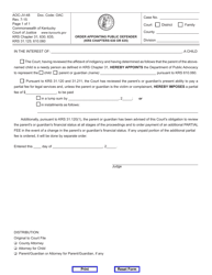 Document preview: Form AOC-JV-48 Order Appointing Public Defender (Krs Chapters 630 or 635) - Kentucky