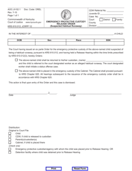 Document preview: Form AOC-JV-52.1 Emergency Protective Custody Release Order (Suspected Habitual Runaway) - Kentucky