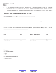 Form JV-36.1 Pre-adjudicative Court Ordered Terms Public Offense - Kentucky, Page 2