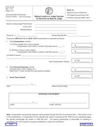Document preview: Form AOC-SJ-20 Retired Justice or Judge Voucher for Services as Special Judge - Kentucky