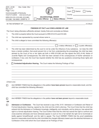 Document preview: Form AOC-JV-50 Adjudication Order/Public Offense/Status Offense - Kentucky