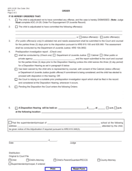 Form AOC-JV-50 Adjudication Order/Public Offense/Status Offense - Kentucky, Page 2