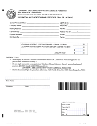 Form AES-07-07 Initial Application for Pesticide Dealer License - Louisiana